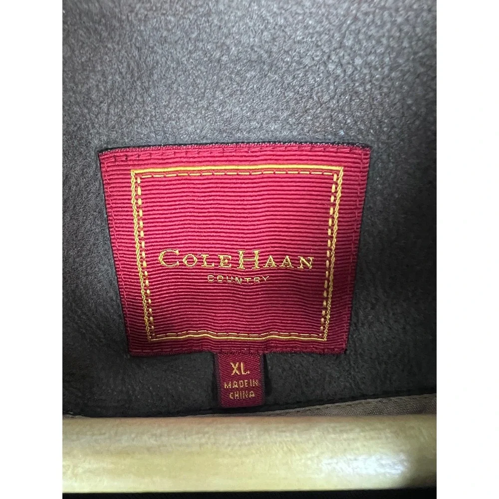 Cole Haan Country‎ Mens XL Brown Leather Jacket Full Zip Cow Skin Bomber Coat